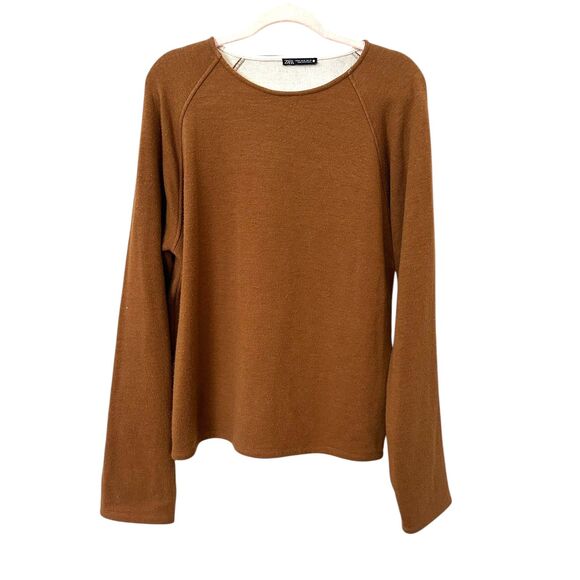 ZARA Oversized Relaxed‎ Fit Thick Long Sleeve Brown Medium - Picture 1 of 4